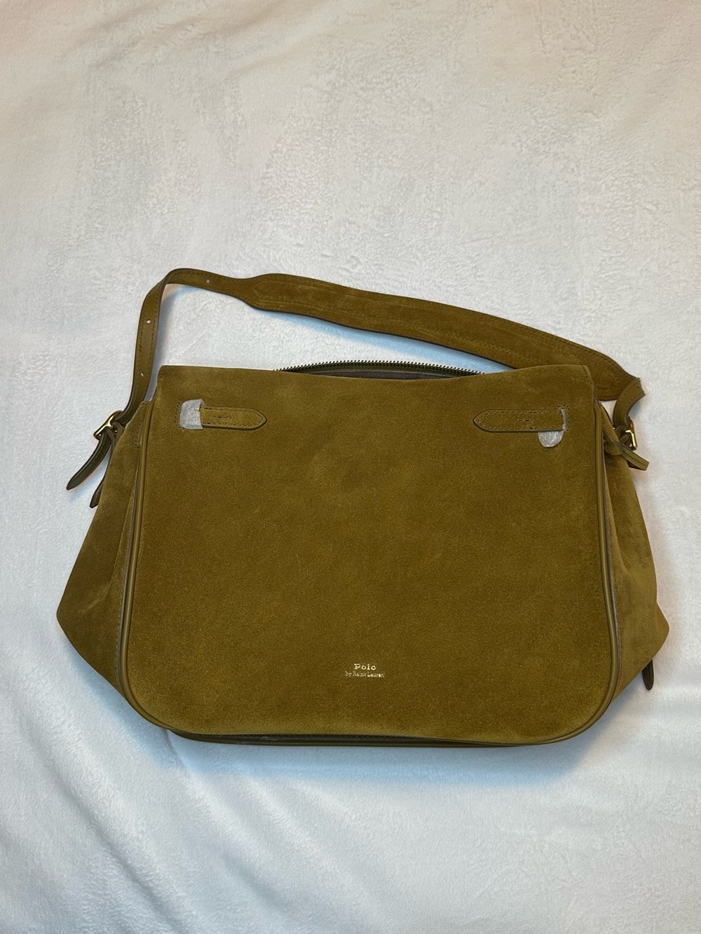 Polo by Ralph Lauren ID Suede Shoulder Satchel in Artichoke NWOT